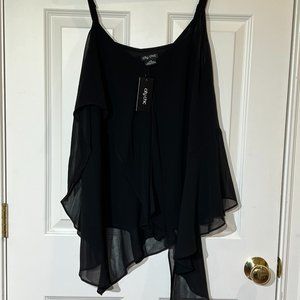 City Chic Plus 16 Spaghetti Strap Flowy Tank Top Asymmetrical